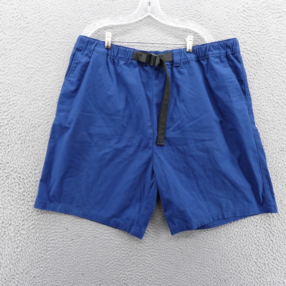 Levis Mens Ripstop Belted Casual Shorts Size XXL Blue Mens Elastic Waist 8" Ins